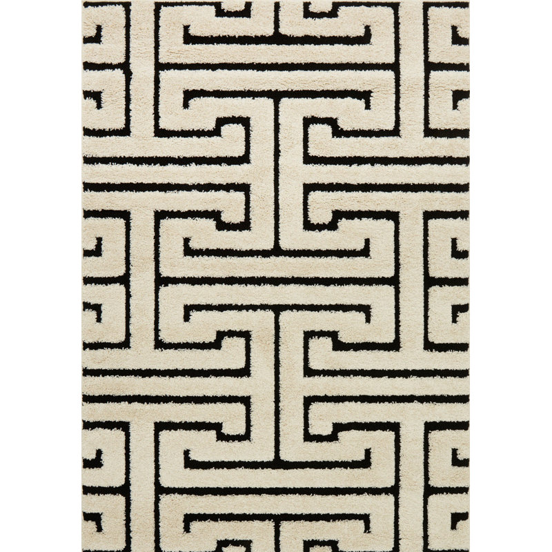 Wrought Studio Dania White/Black Area Rug & Reviews Wayfair